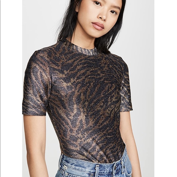 Ganni Tops - NWT Ganni Metallic Jersey Tee in tiger